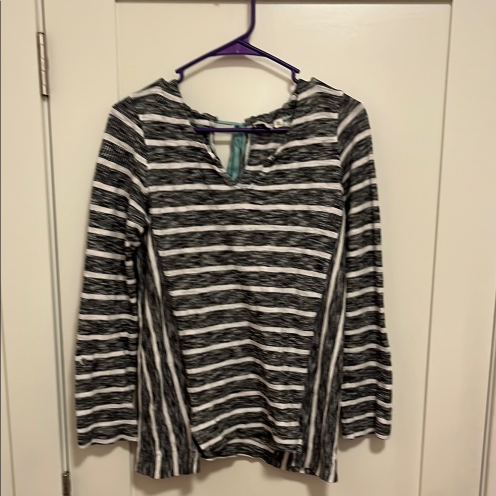 Anthro Black and White Striped Top